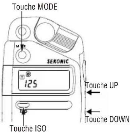 Touche MODE M TE SEKONIC 125° Touche UP Touche ISO Touche DOWN