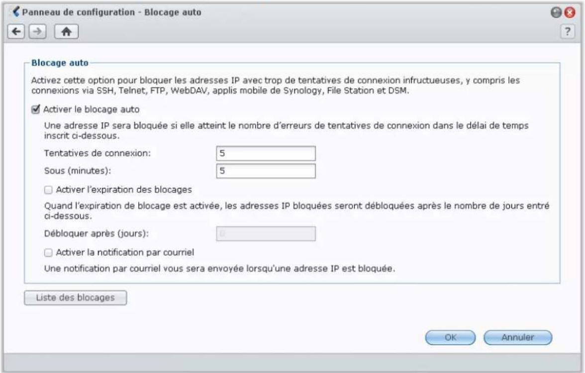 SYNOLOGY USB Station 2 - Blocage automatique des tentatives de connexions douteuses - 1