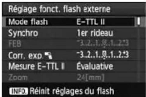 CANON Speedlite 320 EX - Sélectionnez [Réglage fonct. flash externe]. - 1