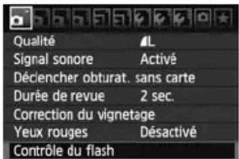CANON Speedlite 320 EX - Commande du flash depuis l'écran de menu de l'appareil photo - 1
