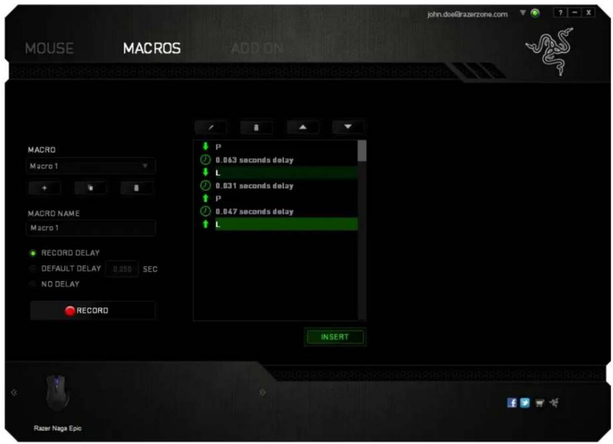 RAZER Naga Epic Elite MMO - MACROS TAB - 4