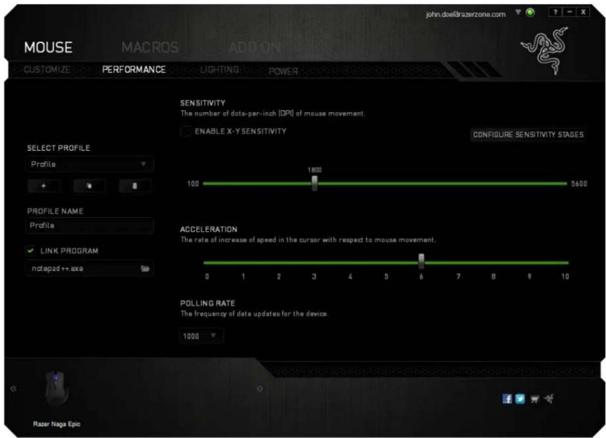 RAZER Naga Epic Elite MMO - PERFORMANCE TAB - 1