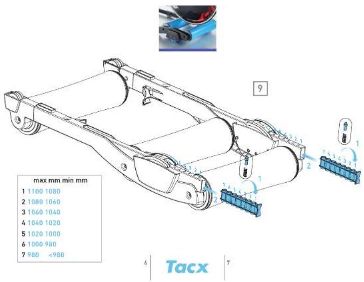 Tacx Galaxia T1100 - Determine position of spring pin for your bicycle size - 1