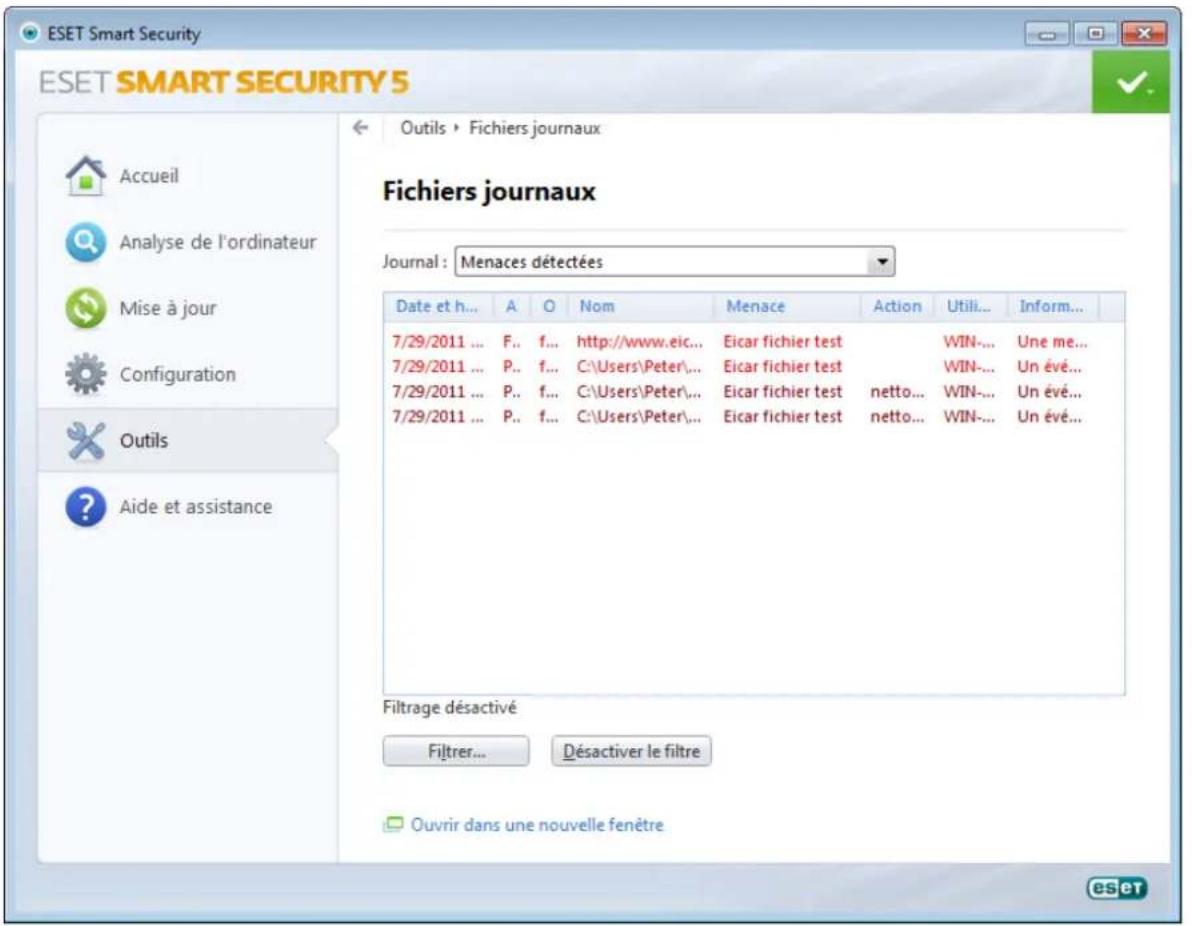 ESET Smart Security 5 - Fichiers journaux - 1