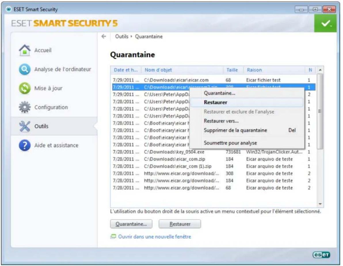 ESET Smart Security 5 - Soumission de fichiers de quarantine - 1