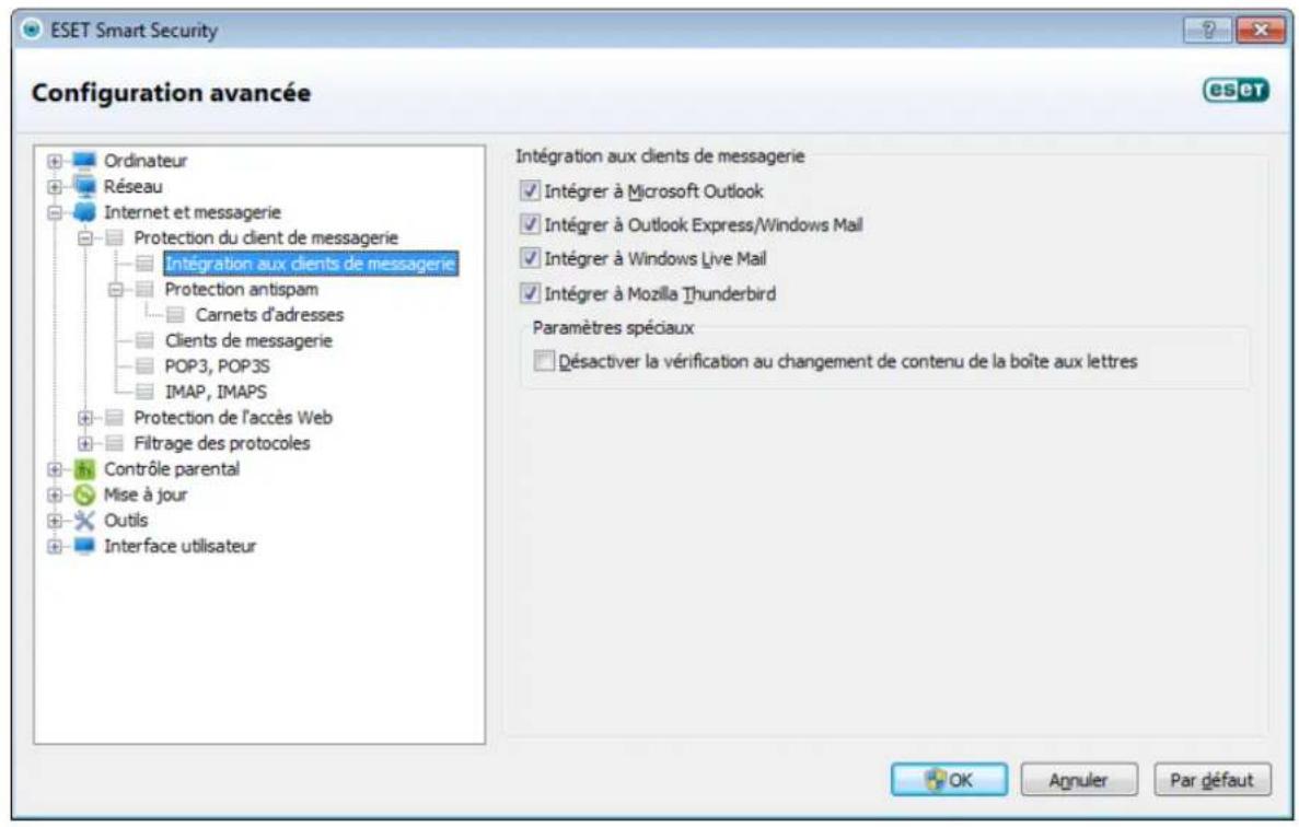 ESET Smart Security 5 - Intégration aux clients de messagerie - 1