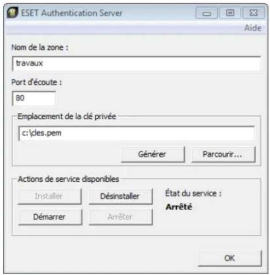 ESET Smart Security 5 - Authentication de zone - Configuration du serveur - 1