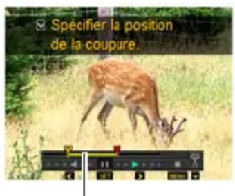CASIO Exilim EXZR300 - Pour sélectionner l'image (point) à partir de laquelle ou jusqu'où vous voulez couper la séquence (le point de coupure), procédez de la façon suivante. - 1