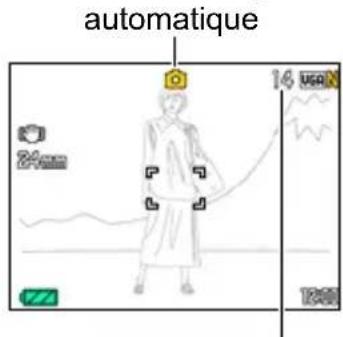 CASIO Exilim EXZR300 - Réglez la molette de mode sur [■] (Auto) ou [GP] (Supérieur Auto PRO) pour sélectionner le mode d'enregistrement automatique. - 1