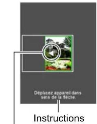 CASIO Exilim EXZR700 - Appuyez à fond sur le déclencheur et rougez lentement l'appareil photo selon les instructions et la flèche qui apparaissent sur l'écran de contrôle. - 1