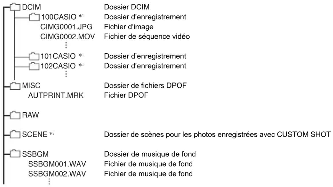 CASIO Exilim EXZR700 - Structure des dossiers de la mémoire - 1