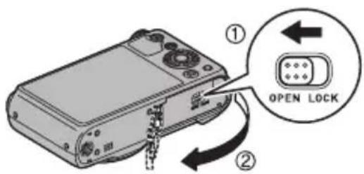 CASIO Exilim EXZR700 - 1.Ouvrez le couvercle de batterie. - 1