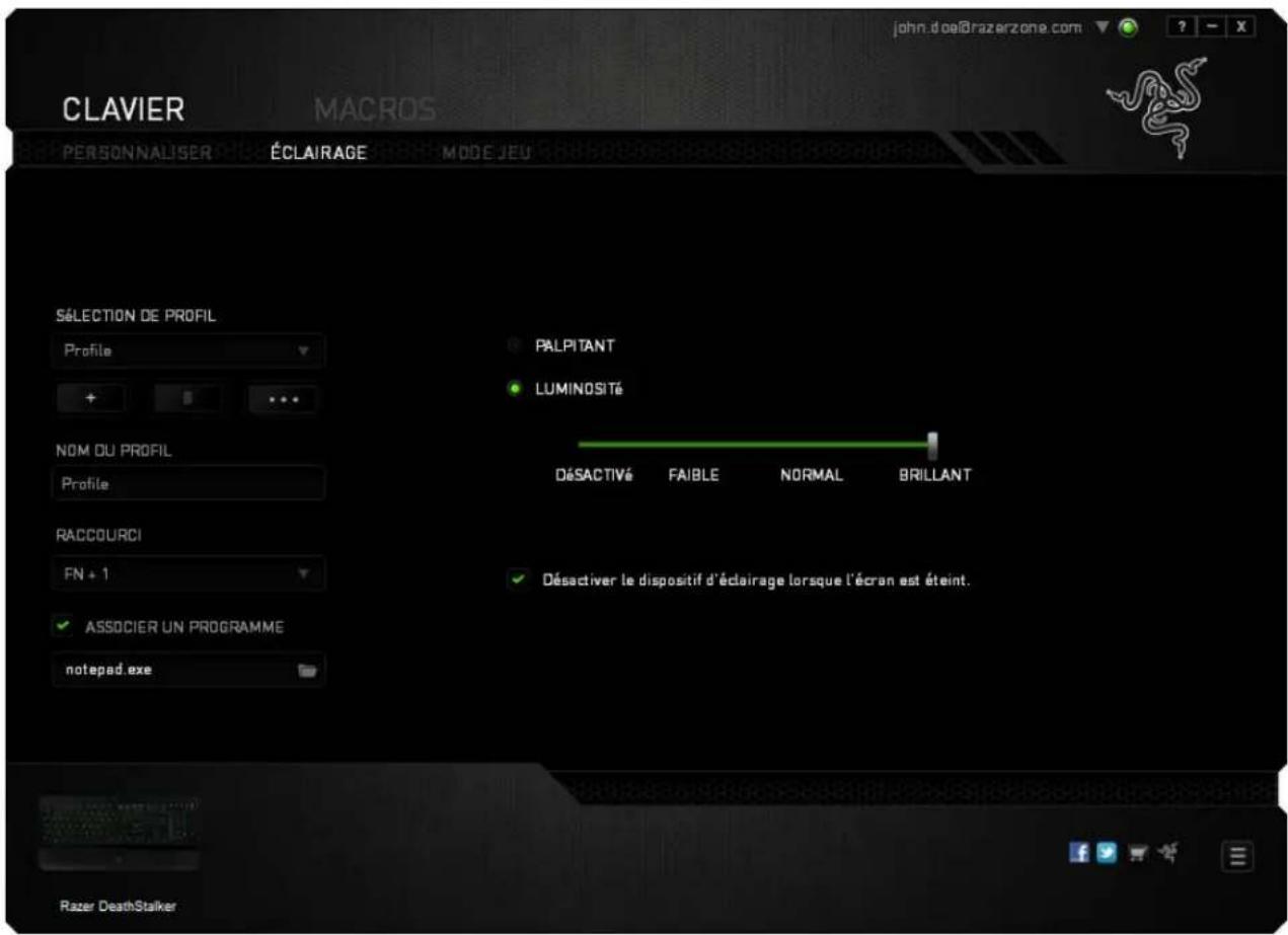 RAZER DeathStalker - Onglet Éclairage - 1