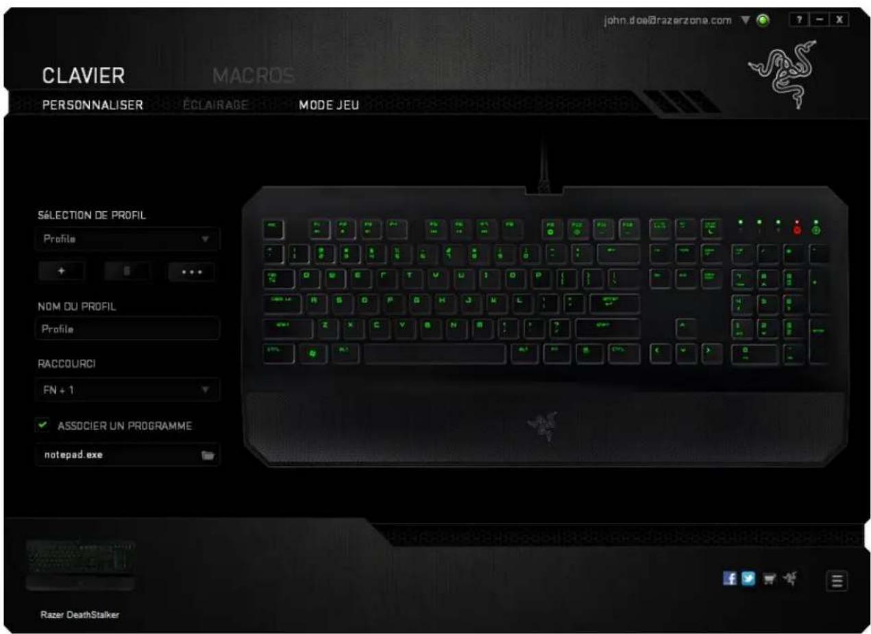 RAZER DeathStalker - Onglet Personaliser - 1