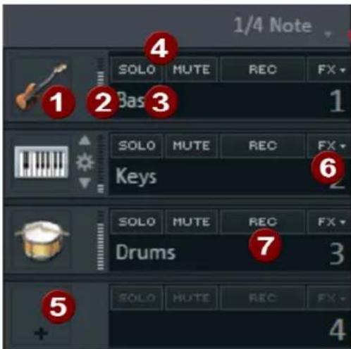 MAGIX Music Maker 2013 - En-têtes de pistes et icones d'instruments - 1