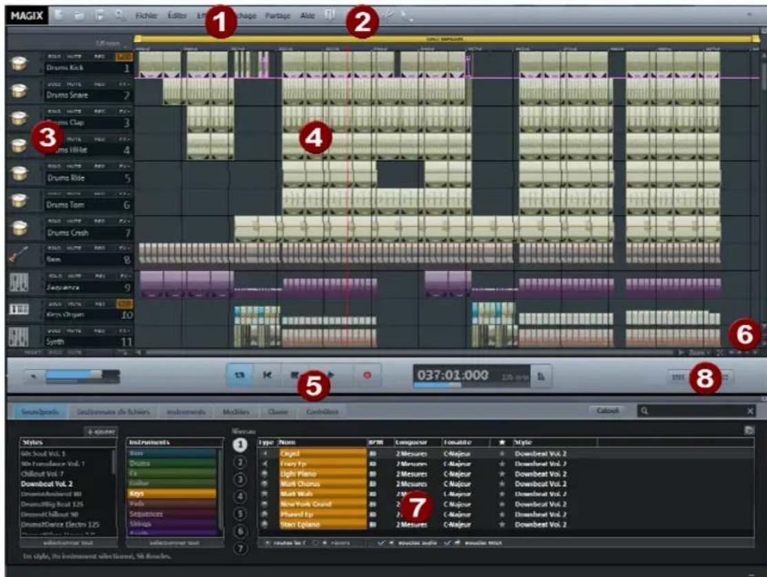 MAGIX Music Maker 2013 - Aperçu de l'interface du programme - 1