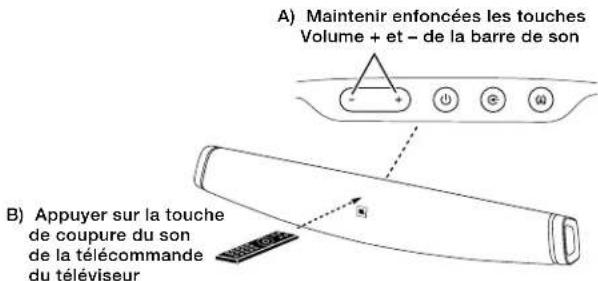 JBL CINEMA SB100 - PROGRAMMATION DES COMMANDES DE VOLUME ET DE COUPURE DU SON DE LA TÉLÉCOMMANDE DU TÉLÉVISEUR - 5