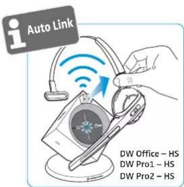 SENNHEISER DW Pro 2 - Étabir une liaison automatique entre le casque-micro et la station de base (Auto Link) - commutateur DIP 4 - 1