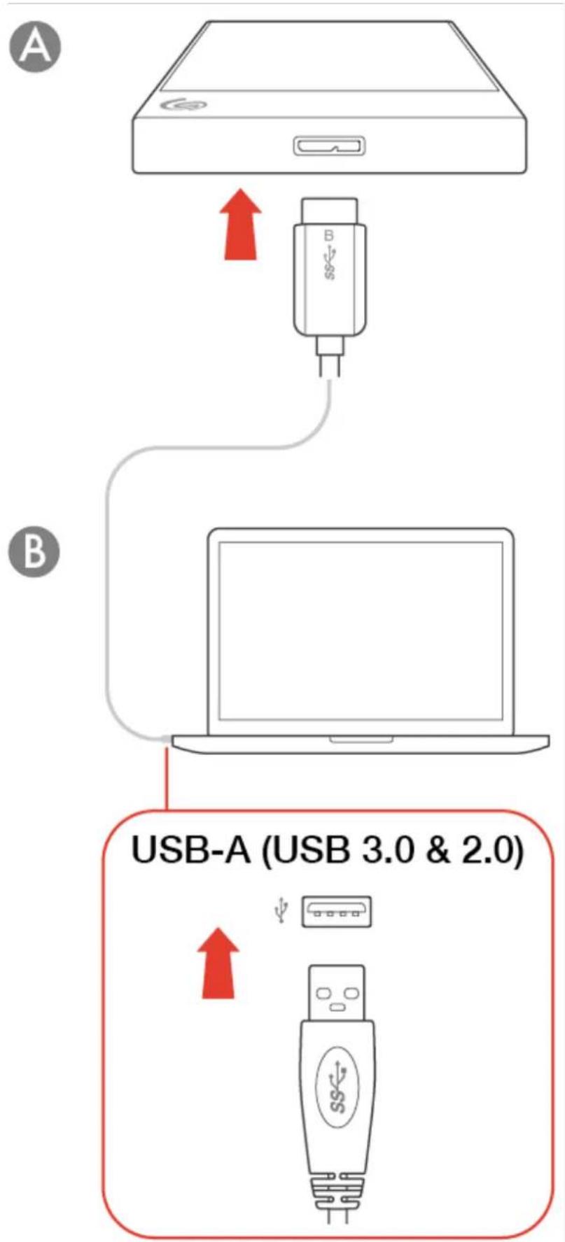 SEAGATE Backup Plus Portable - Connexion du cable USB - 2