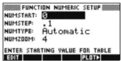 HP 39gs - Configuration du tableau de valeurs - 1