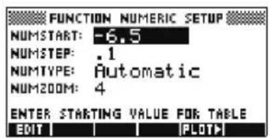 HP 39gs - Configuration du tableau de valeurs - 2