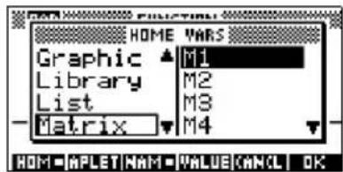 HP 39gs - Le menu VARS - 1