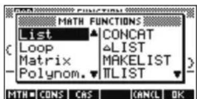 HP 39gs - Fonctions de manipulation listes - 1