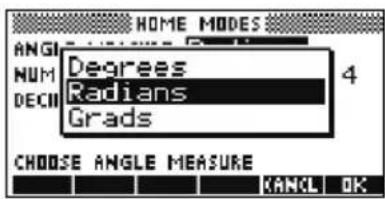 HP 39gs - Ecran de saisie des Modes - 2