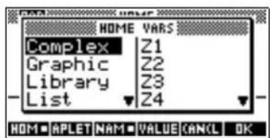 HP 39gs - Le menu VARS - 1