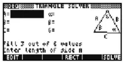 HP 39gs - Ouverture de l'aplet Triangle solver - 1