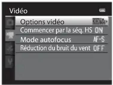 NIKON Coolpix S9300 - Modification des réglages d'enregistrement d'une catégorie (menu Video) - 1
