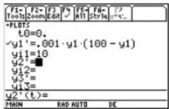 TEXAS INSTRUMENTS TI89 - Revenez à l'éditeur Y= et entrez une condition initiale : - 1