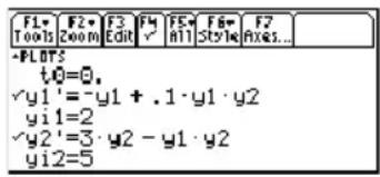 TEXAS INSTRUMENTS TI89 - Modèle prédateur-proieModèle prédateur-proie - 1