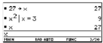 TEXAS INSTRUMENTS TI89 - Annulation temporaire de l'effet d'une variableAnnulation temporaire de l'e - 1