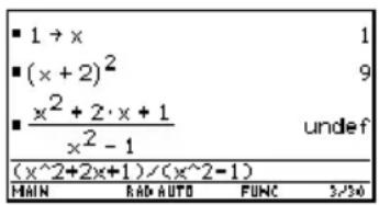 TEXAS INSTRUMENTS TI89 - Utilisation de substitutions et définition d'une variable - 3