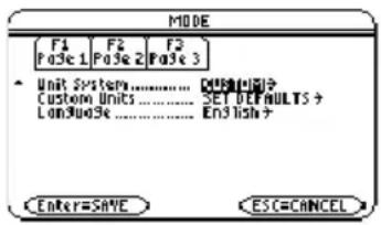 TEXAS INSTRUMENTS TI89 - Personnalisation des unités par défautPersonnalisation des unités par défa - 1