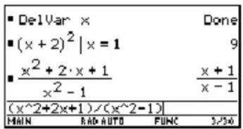 TEXAS INSTRUMENTS TI89 - Utilisation de substitutions et définition d'une variable - 2
