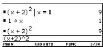 TEXAS INSTRUMENTS TI89 - Utilisation de substitutions et définition d'une variable - 1