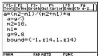 TEXAS INSTRUMENTS TI89 - Entrez les valeurs de chaque variable, à l'exception de l'inconnue m1. - 3