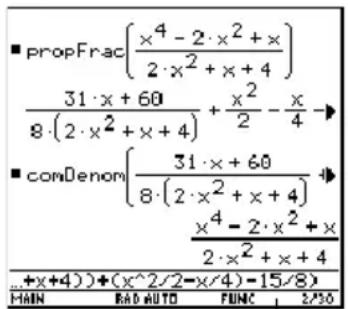 TEXAS INSTRUMENTS TI89 - Développement et réduction au même dénominateur Développement et rédu - 1