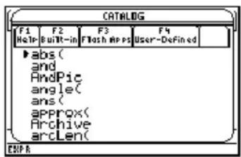 TEXAS INSTRUMENTS TI89 - Sélection d'une commande intégrée à partir du CATALOGSélection d'une ce - 2