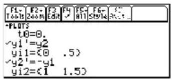 TEXAS INSTRUMENTS TI89 - Saisie des conditions initiales dans l'éditeur Y= - 3