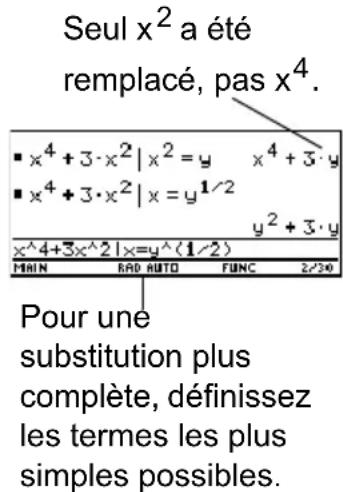 TEXAS INSTRUMENTS TI89 - Limitations des substitutions Limitations des substitutions - 1
