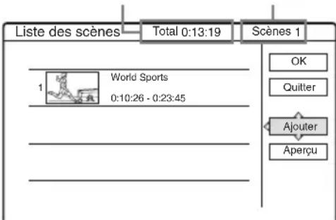 Liste des scènes Total 0:13:19 Scènes 1 1 World Sports 0:10:26 - 0:23:45 OK Quitter Ajouter Aperçu