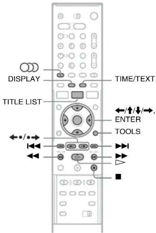 DISPLAY TITLE LIST TIME/TEXT ENTER TOOLS ←/↑/↓/→, -