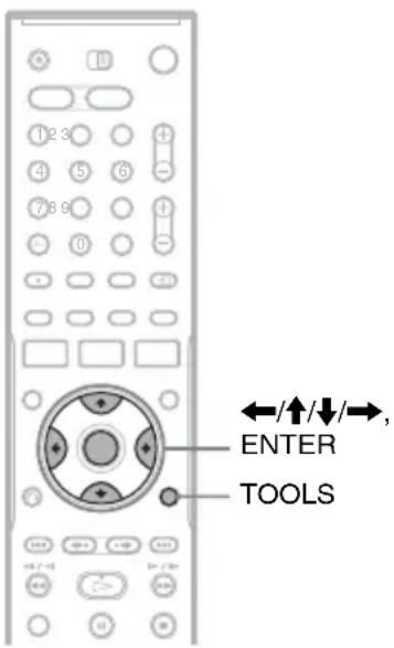 1 2 3 4 5 6 7 8 9 0 ←/↑/↓/→, ENTER TOOLS