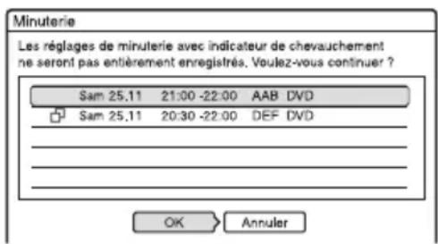 SONY RDRHX720 - Si des programmations se chevauchent - 1