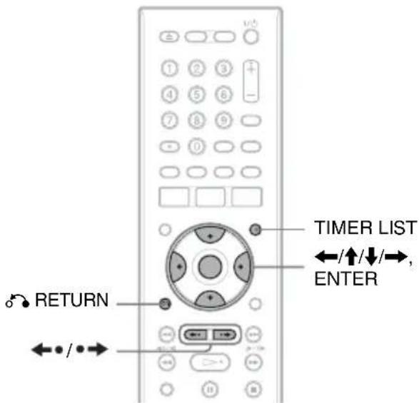 SONY RDRHX720 - Vérification/ modification/annulation de programmations (Liste minuterie) - 2