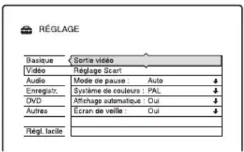 SONY RDRHX720 - Réglages vidéo (Vidéo) - 1