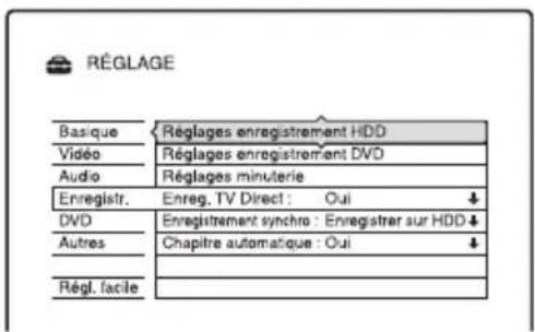 SONY RDRHX720 - Paramètres d'enregistrement (Enregistr.) - 1